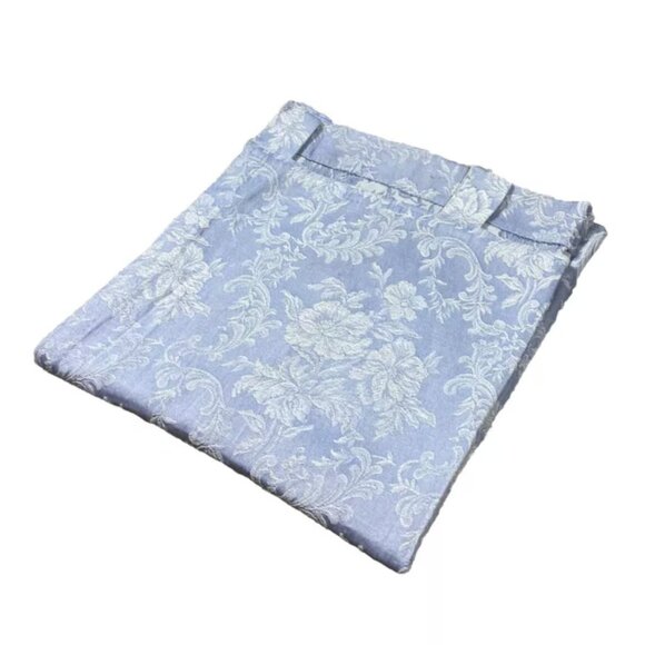 1 Vintage Burlington Curtain Tab Top Panel 80 Long Light Blue White Embroidered - Picture 3 of 9